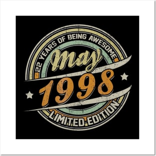 Born In MAY 1998 Limited Edition 22nd Birthday Gifts Posters and Art